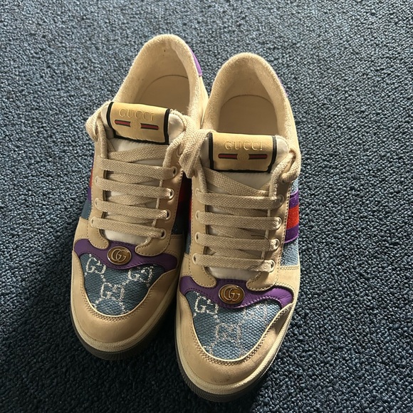 Gucci Beige and Purple Women's Sneakers - Picture 1 of 8